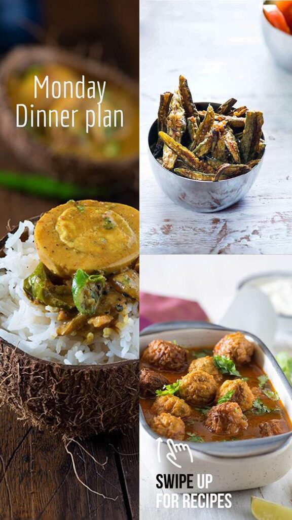 Everyday Indian dinner plan for each day of week