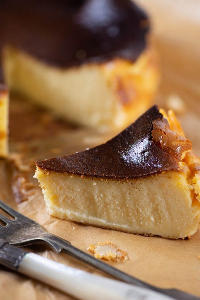 Basque Cheesecake | Burnt Basque Cheesecake - FlavoursinMyKitchen