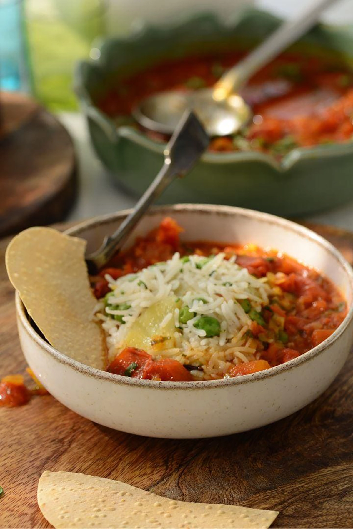 Tomato curry recipe- Tamatar curry Served with peas pulao