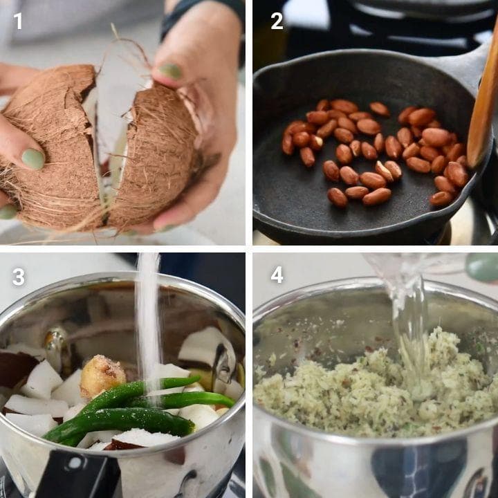 step by step making of coconut chutney recipe
